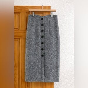 Gray Button-Down Wool Skirt Size S (fits like XXS)